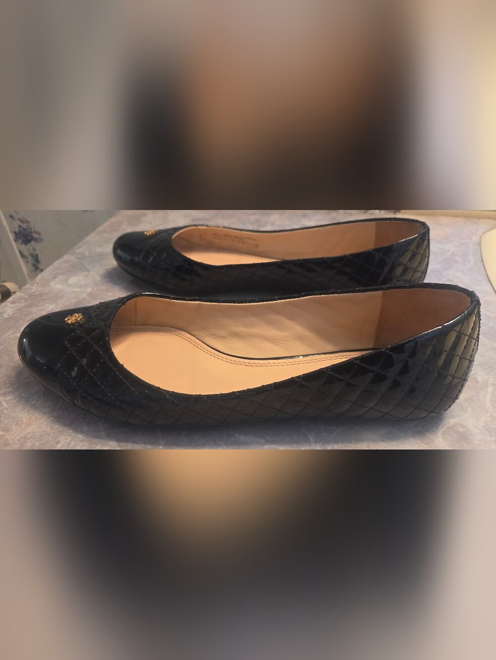 Tory Burch Black Quilted Patent Leather Ballet Flats - Picture 4 of 6